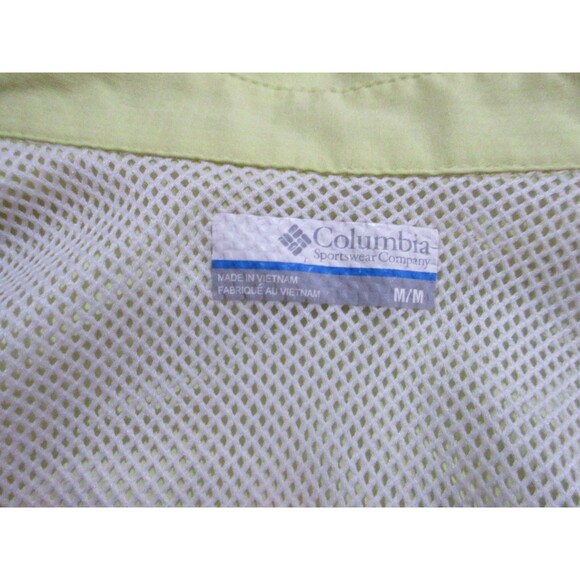 Columbia Omni-Shade PFG Snap Shirt Women M Yellow Short Sleeve Side Pockets Zip - Picture 6 of 14